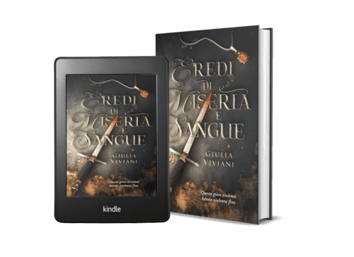 Copertina di un fantasy romance "Eredi di miseria e sangue" di Giulia Viviani